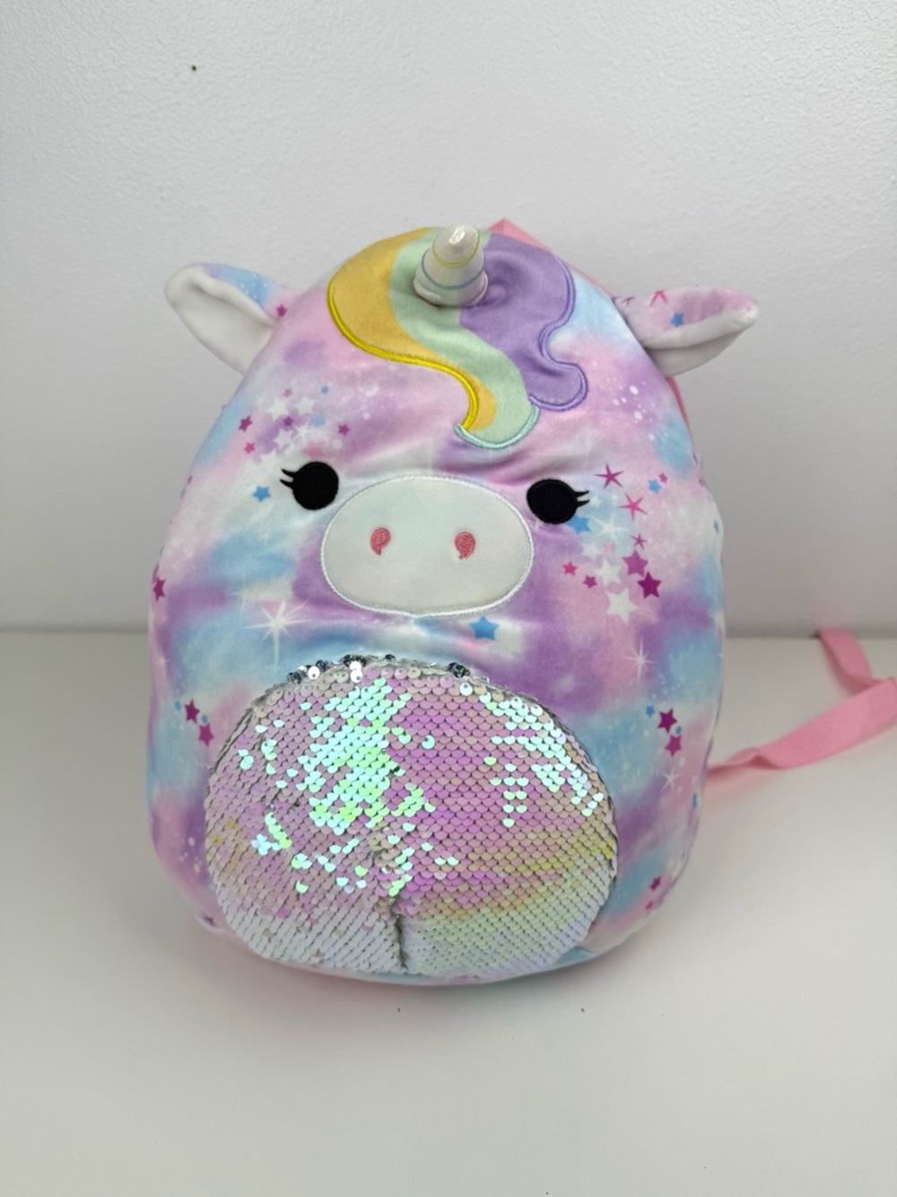 Squishmallow Nebula Pink & Purple Unicorn Plush Backpack